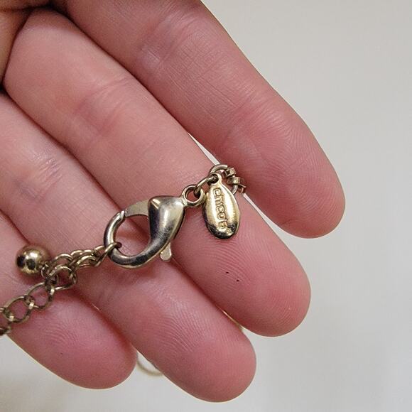 Gold Tone Statement Necklace With Hammered Discs And Open Linked Circle Design - Picture 5 of 10